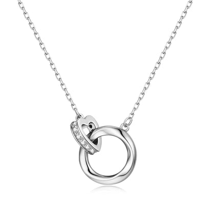 S925 Sterling Silver Interlocking Heart Necklace