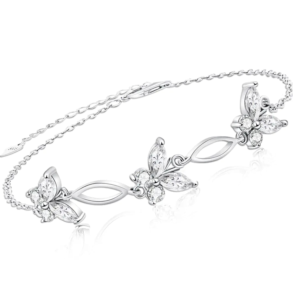 Ethereal Wings: 925 Sterling Silver Butterfly Bracelet