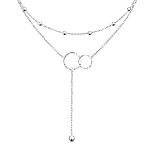 S925 Sterling Silver Interlocking Infinity Pendant Necklace